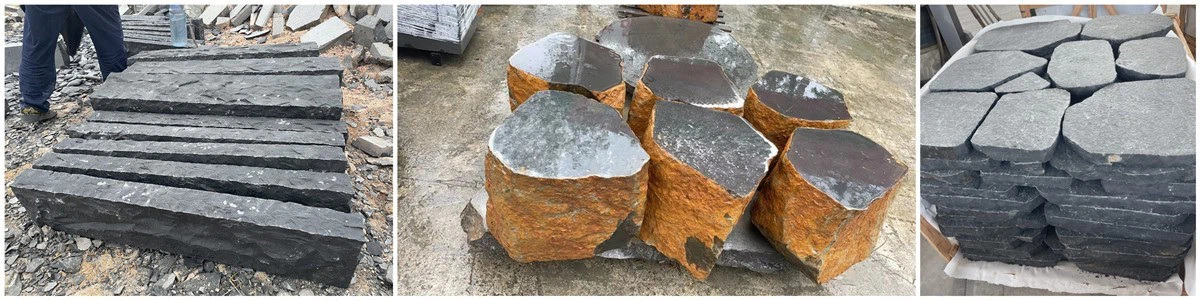 Basalt palisadestool and crazy paving Basalt palisadestool and crazy paving